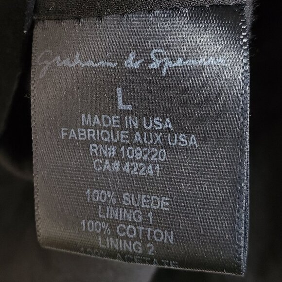 Graham & Spencer Suede Leather Jacket Soft Asymmetrical Biker Goth Black size L - Picture 7 of 16